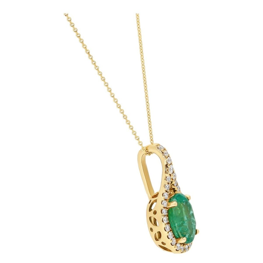 Gem Shopping Gem Bleu Emerald And Diamond Pendant In 14K | Emerald