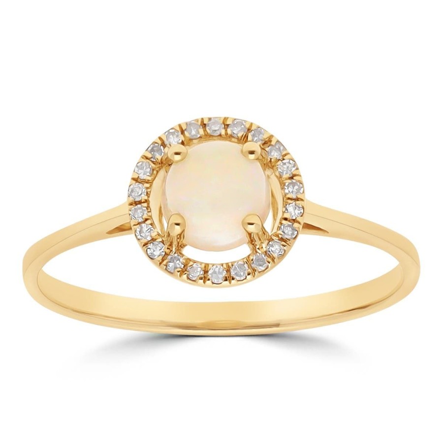 Gem Shopping Lali Jewels Australian Opal And Diamond Halo Ring In 14K Yellow Gold | Opal