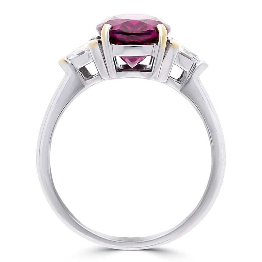 Gem Shopping Garnet And Diamond Ring In 14K White Gold | Garnet