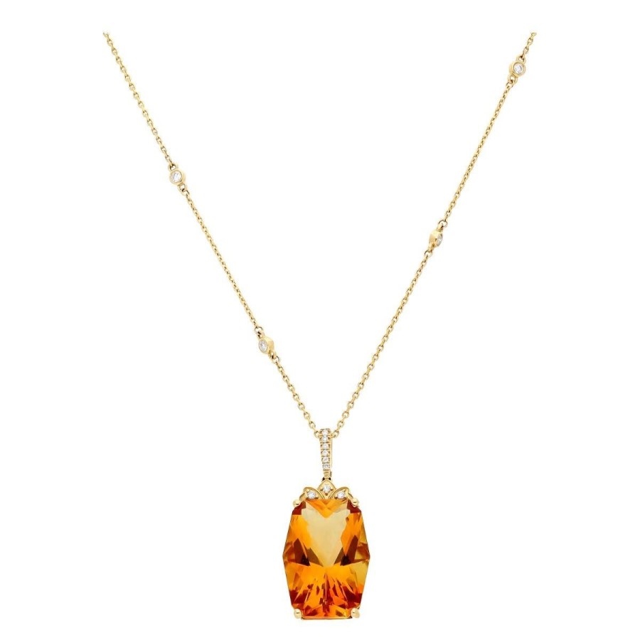 Gem Shopping Cirari Couture Jewels Citrine And Diamond Pendant In 14K | Citrine