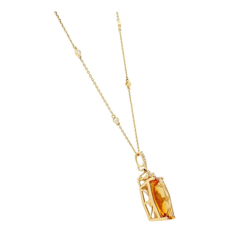 Gem Shopping Cirari Couture Jewels Citrine And Diamond Pendant In 14K | Citrine