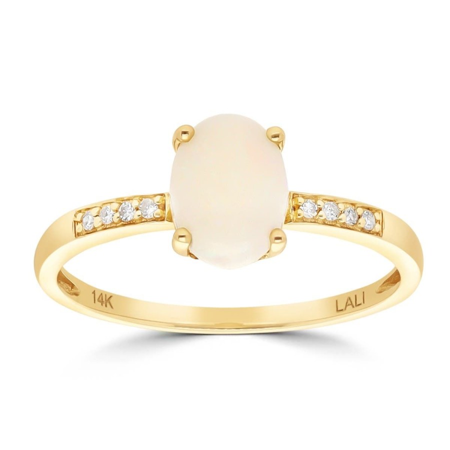 Gem Shopping Lali Jewels Australian Opal And Diamond Ring In 14K Yellow Gold | Opal