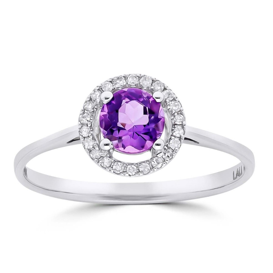 Gem Shopping Lali Jewels Amethyst And Diamond Halo Ring In 14K White Gold | Amethyst