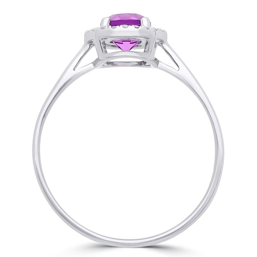 Gem Shopping Lali Jewels Amethyst And Diamond Halo Ring In 14K White Gold | Amethyst