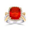 Gem Shopping Cut By Ben Mexican Fire Opal And Diamond Ring In 18K | Fire Opal