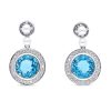 Gem Shopping Blue Topaz, Pearl And Diamond Drop Earrings In 18K White Gold | Pearl