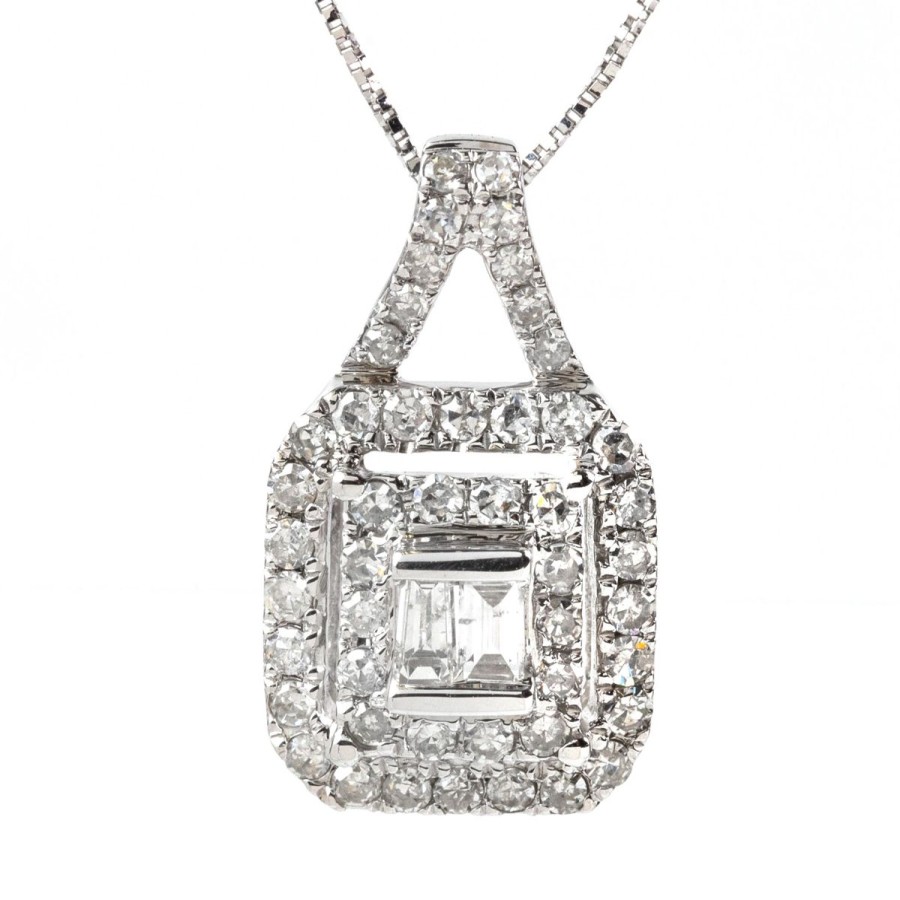 Gem Shopping Diamond Cluster Pendant In 14K White Gold | Diamond