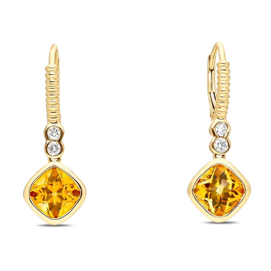 Gem Shopping Citrine And Diamond Dangle Earrings In 14K | Citrine