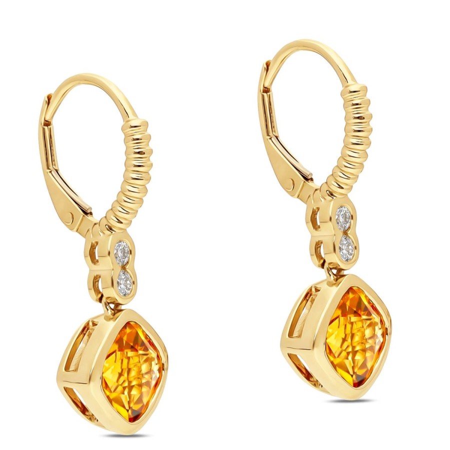 Gem Shopping Citrine And Diamond Dangle Earrings In 14K | Citrine