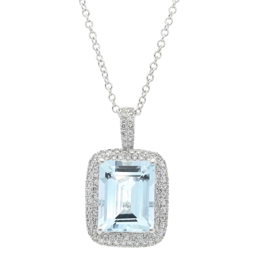 Gem Shopping Effy Aquamarine And Diamond Pendant In 14K | Aquamarine