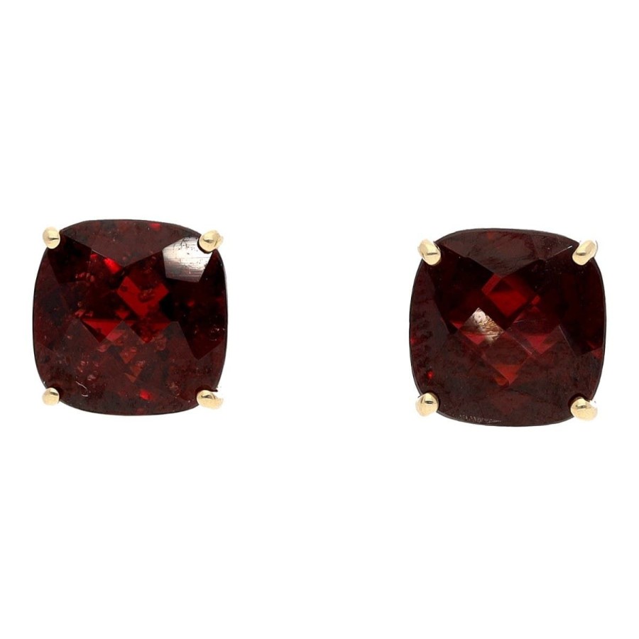 Gem Shopping Garnet Stud Earrings In 14K Yellow Gold | Garnet