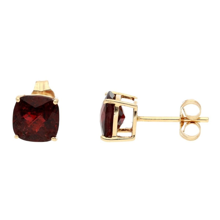 Gem Shopping Garnet Stud Earrings In 14K Yellow Gold | Garnet