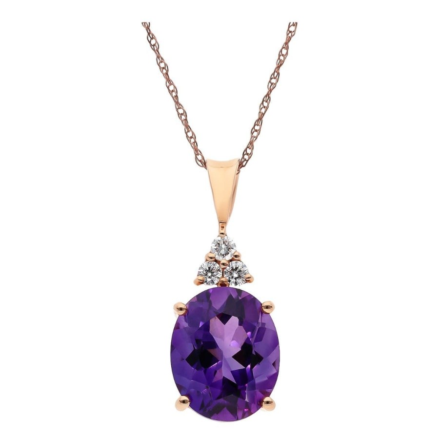 Gem Shopping Siberian Amethyst And Diamond Pendant In 14K Rose Gold | Amethyst