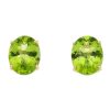 Gem Shopping Peridot Oval Stud Earrings In 14K Yellow Gold | Peridot