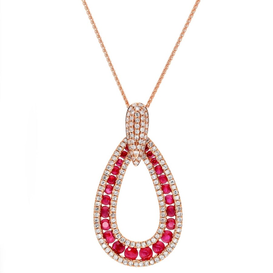 Gem Shopping Ruby And Diamond Pendant In 14K | Ruby