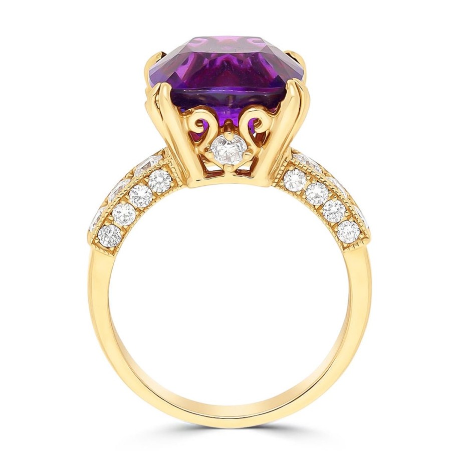 Gem Shopping Cut By Ben Siberian Amethyst And Diamond Ring In 14K | Amethyst