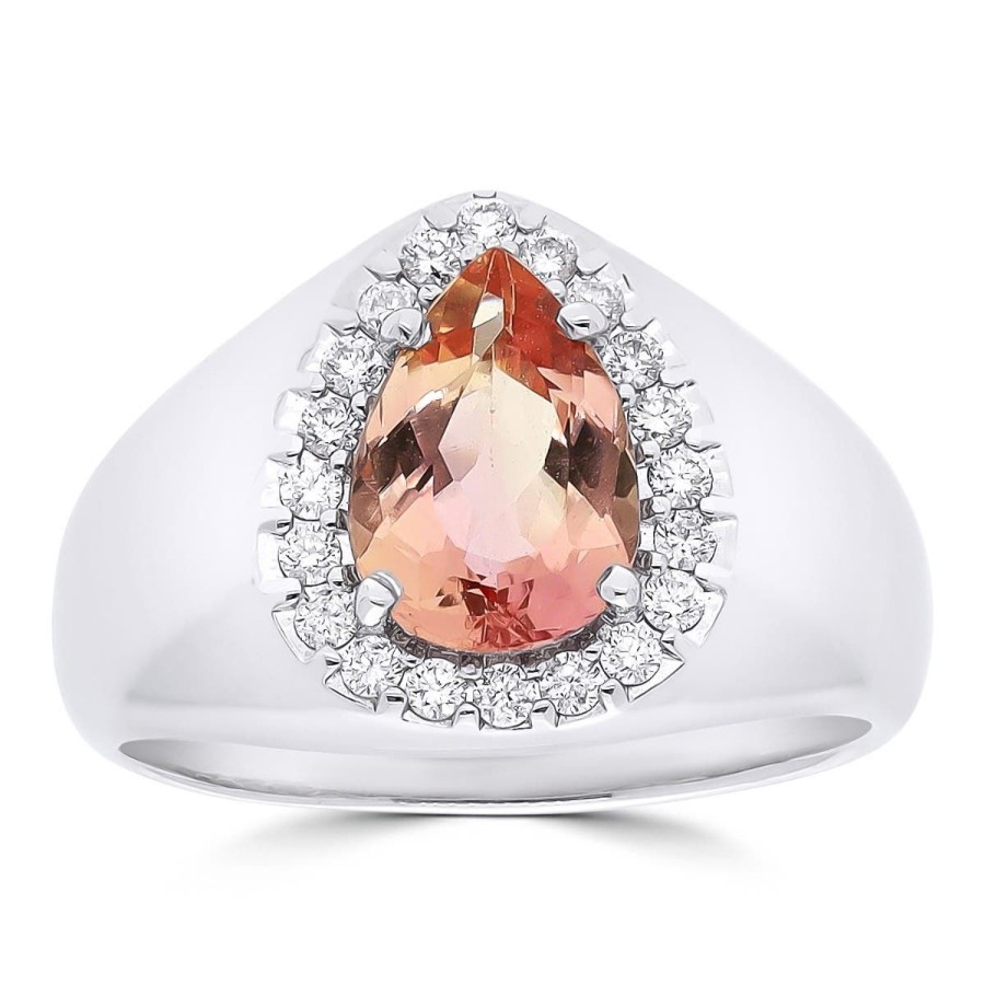 Gem Shopping Imperial Topaz And Diamond Ring In 14K White Gold | Imperial Topaz