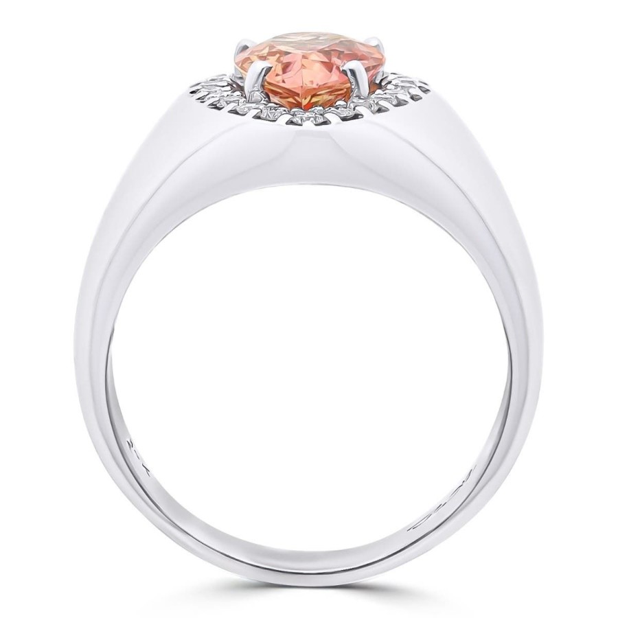 Gem Shopping Imperial Topaz And Diamond Ring In 14K White Gold | Imperial Topaz