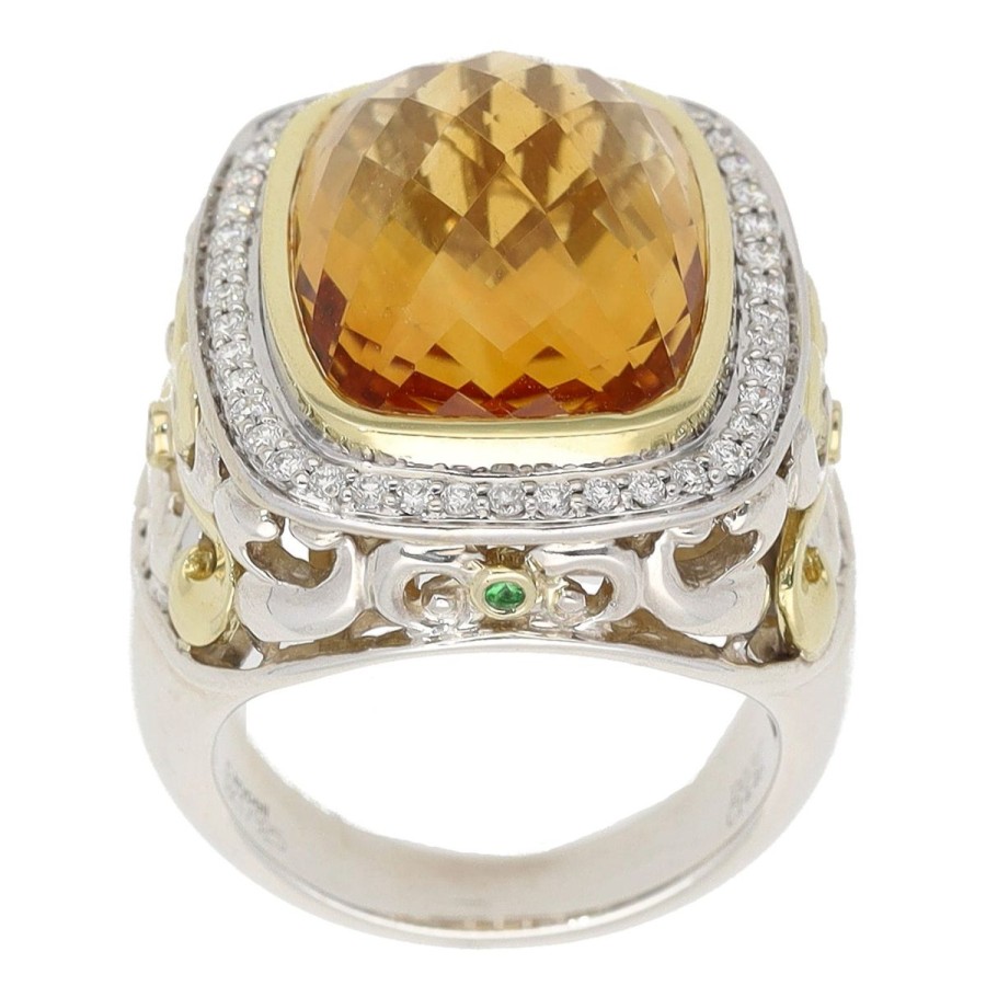 Gem Shopping Charles Krypell Citrine And Diamond Ring In Sterling Silver|18K | Citrine