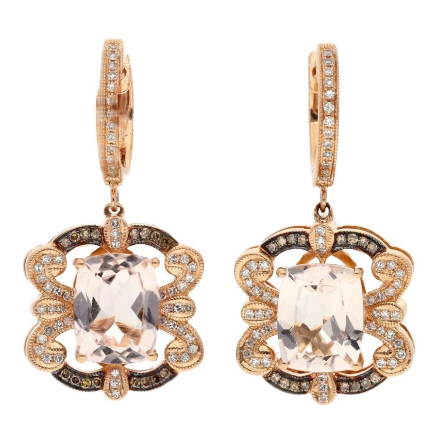 Gem Shopping Effy Morganite And Diamond Drop Earrings In 14K Rose Gold | Morganite