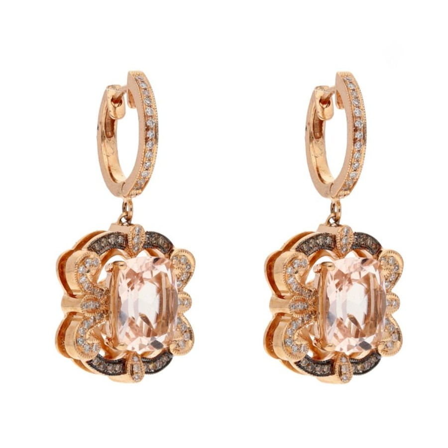 Gem Shopping Effy Morganite And Diamond Drop Earrings In 14K Rose Gold | Morganite