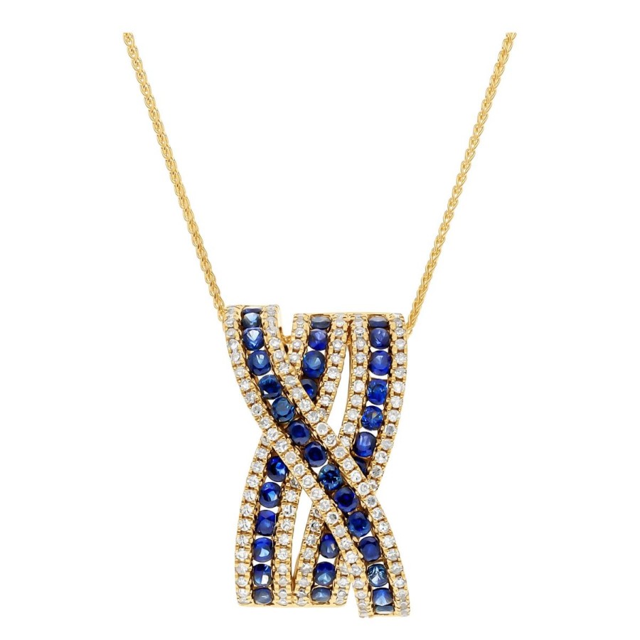 Gem Shopping Sapphire And Diamond Pendant In 14K | Sapphire