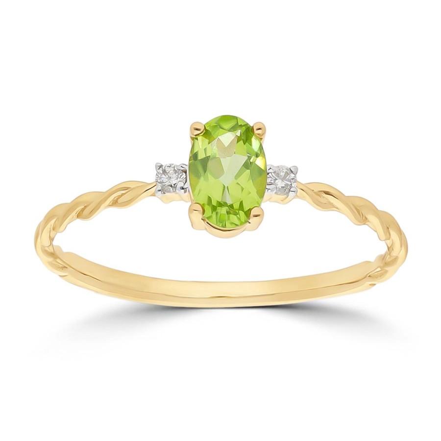 Gem Shopping Brevani Peridot And Diamond Ring In 14K | Peridot