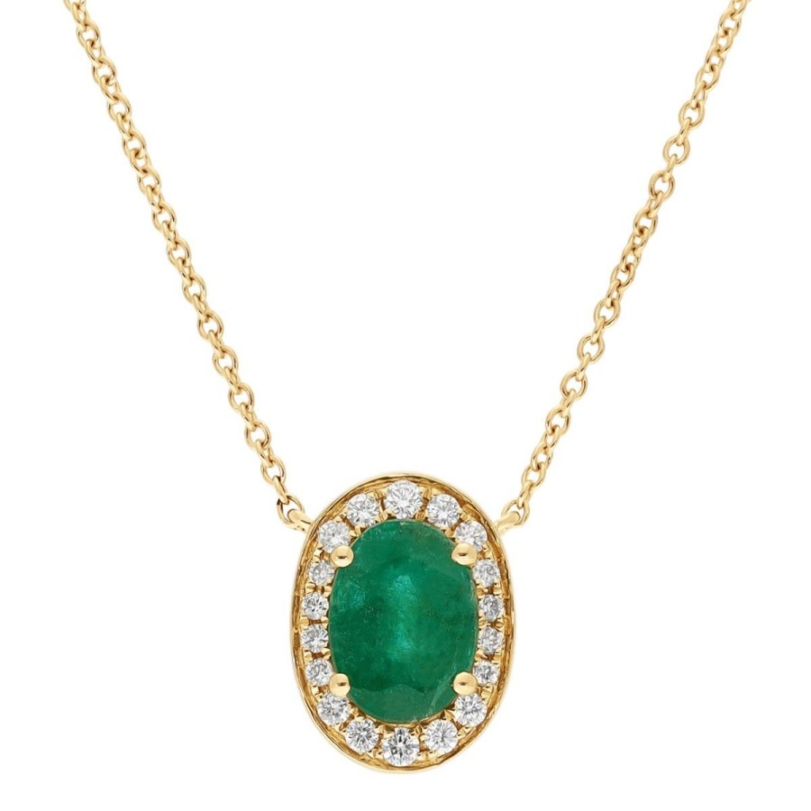 Gem Shopping Gem Bleu Emerald And Diamond Necklace In 14K | Emerald