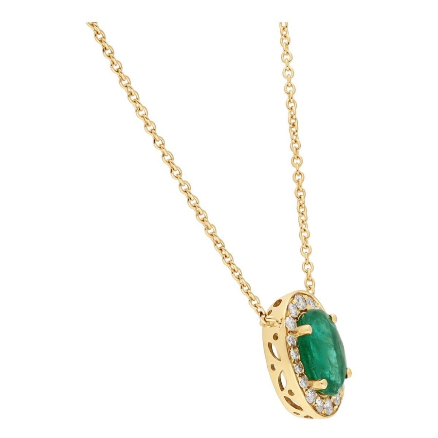 Gem Shopping Gem Bleu Emerald And Diamond Necklace In 14K | Emerald