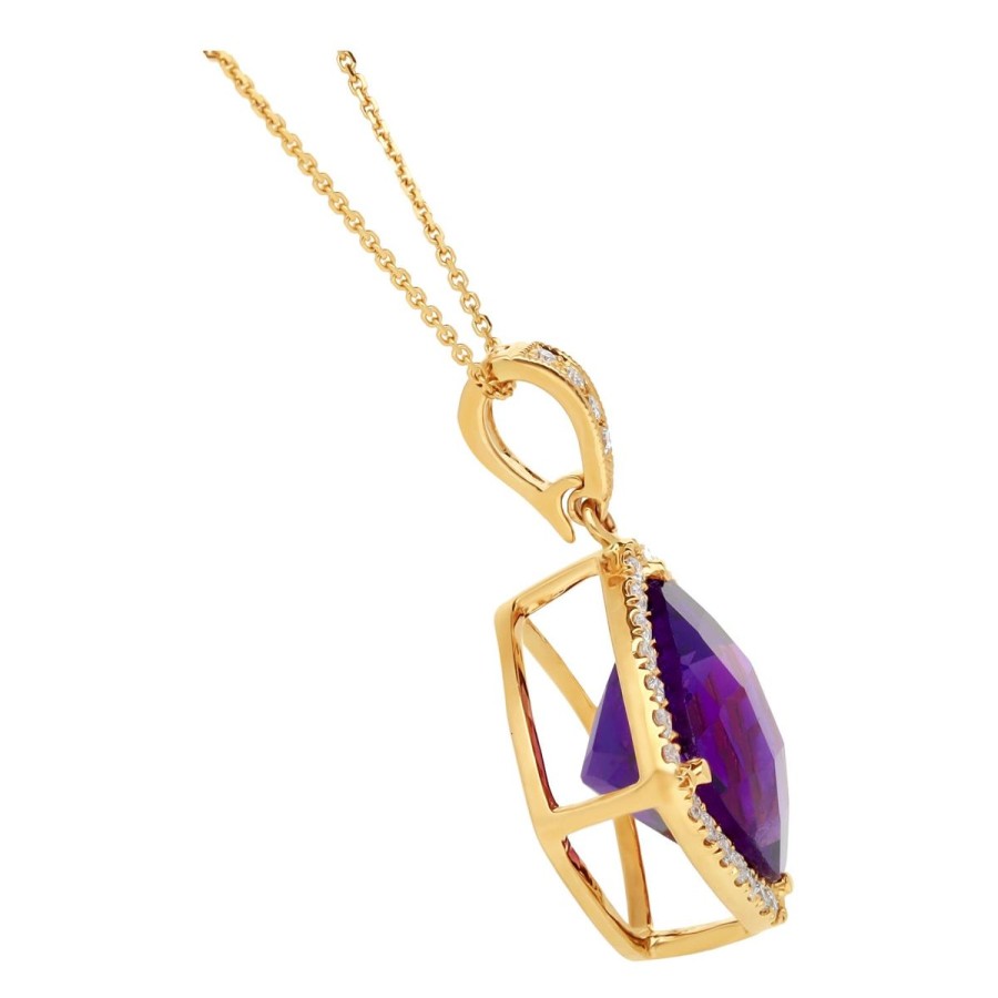 Gem Shopping Cut By Ben Siberian Amethyst And Diamond Pendant In 14K | Amethyst