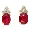 Gem Shopping Ruby And Diamond Stud Earrings In 18K Yellow Gold | Ruby