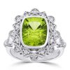 Gem Shopping Cut By Ben Pakistani Peridot And Diamond Cocktail Ring In 14K White Gold | Peridot