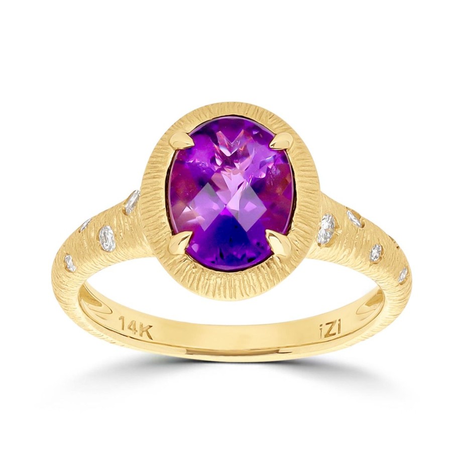 Gem Shopping Amethyst And Diamond Cocktail Ring In 14K | Amethyst