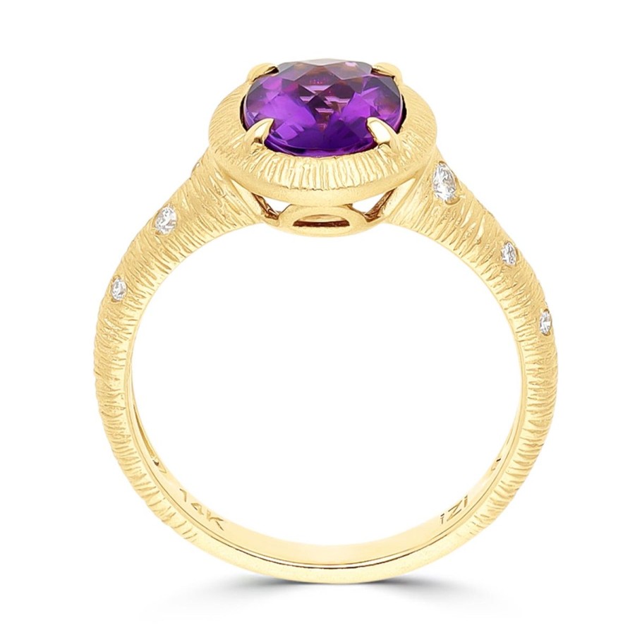 Gem Shopping Amethyst And Diamond Cocktail Ring In 14K | Amethyst