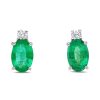 Gem Shopping Cut By Ben Emerald And Diamond Stud Earrings In 14K | Emerald