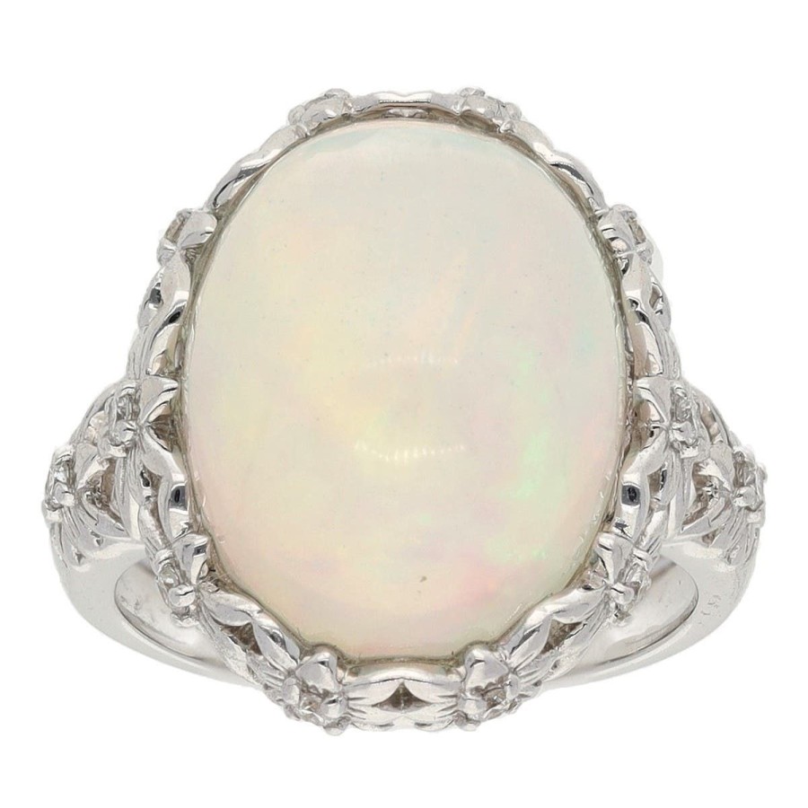 Gem Shopping Opal Ring In 14K White Gold | Opal