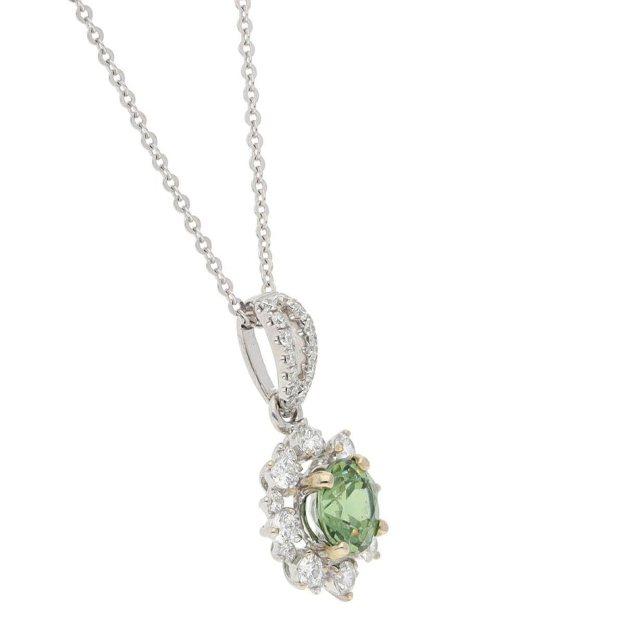 Gem Shopping Demantoid Garnet And Diamond Pendant In 18K White Gold | Garnet