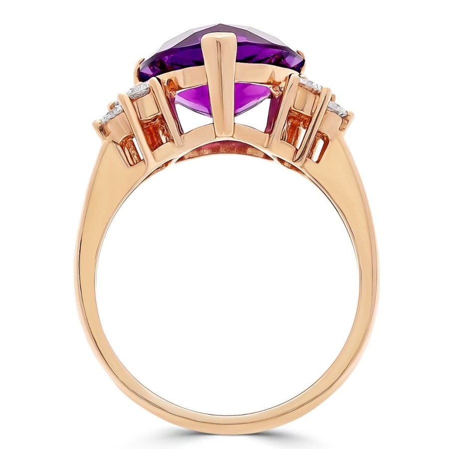 Gem Shopping Siberian Amethyst And Diamond Ring In 14K Rose Gold | Amethyst