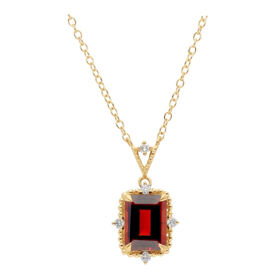 Gem Shopping Brevani Garnet And Diamond Necklace In 14K | Garnet