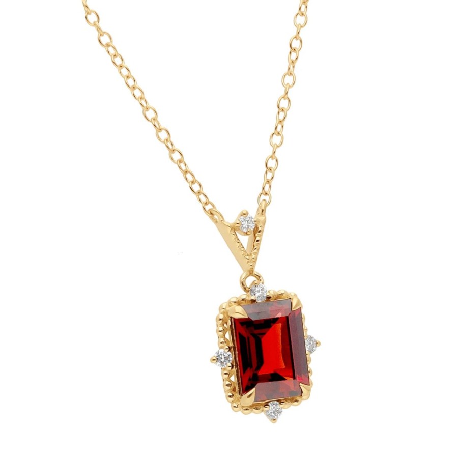 Gem Shopping Brevani Garnet And Diamond Necklace In 14K | Garnet