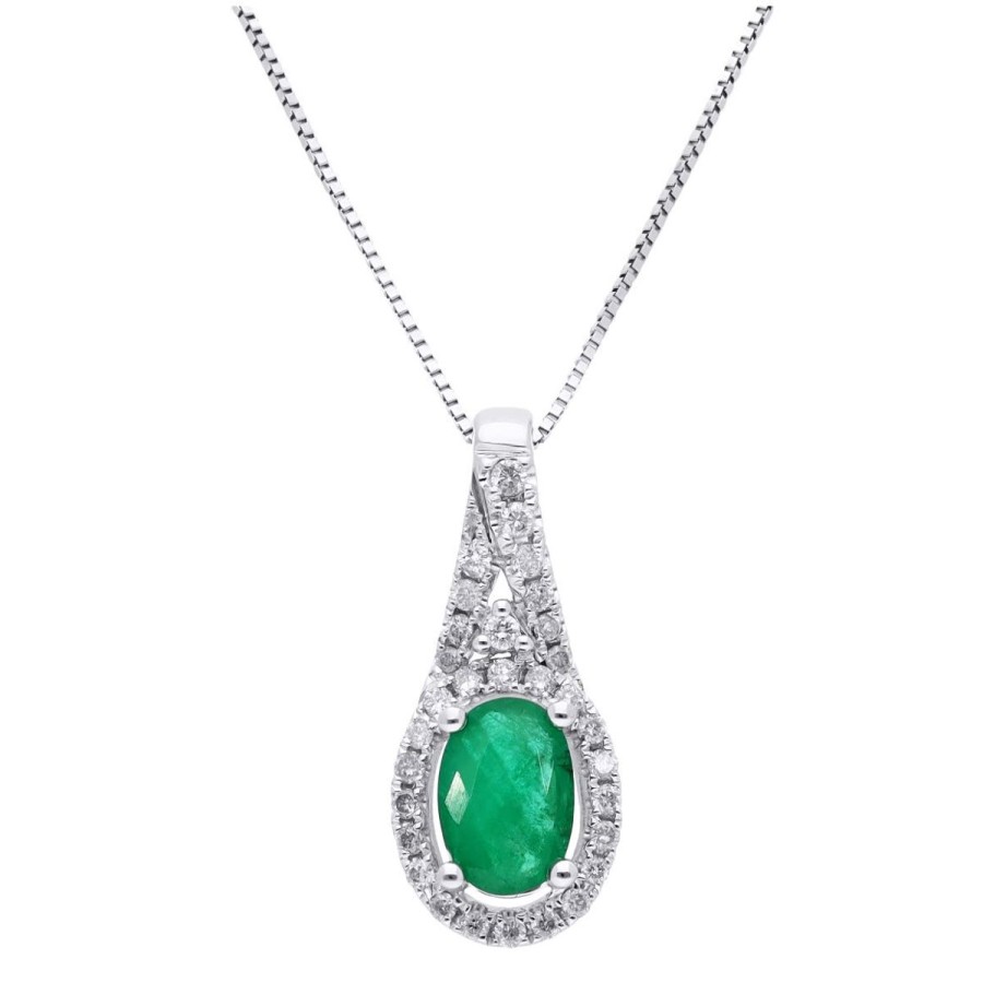 Gem Shopping Emerald And Diamond Pendant In 14K | Emerald