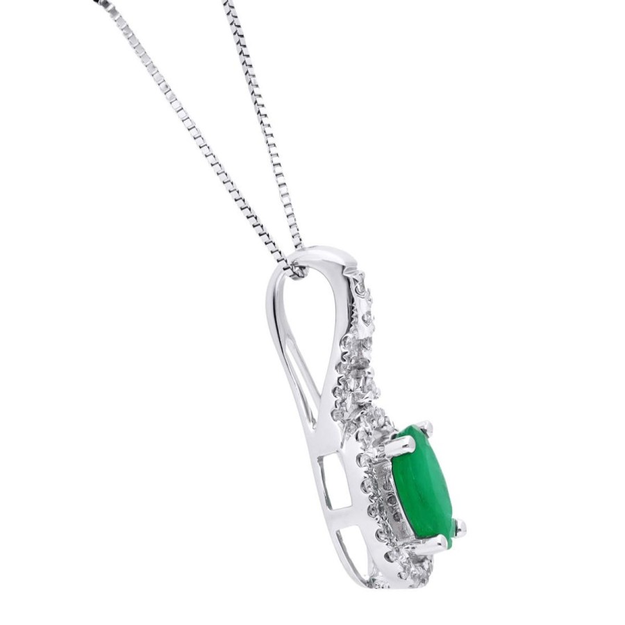 Gem Shopping Emerald And Diamond Pendant In 14K | Emerald