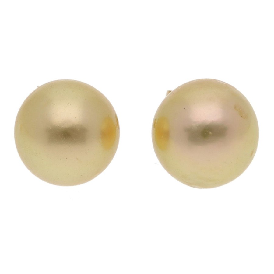 Gem Shopping Cut By Ben South Sea Cultured Pearl Stud Earrings In 14K Yellow Gold | Pearl