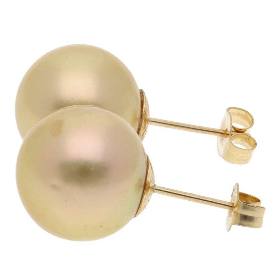 Gem Shopping Cut By Ben South Sea Cultured Pearl Stud Earrings In 14K Yellow Gold | Pearl