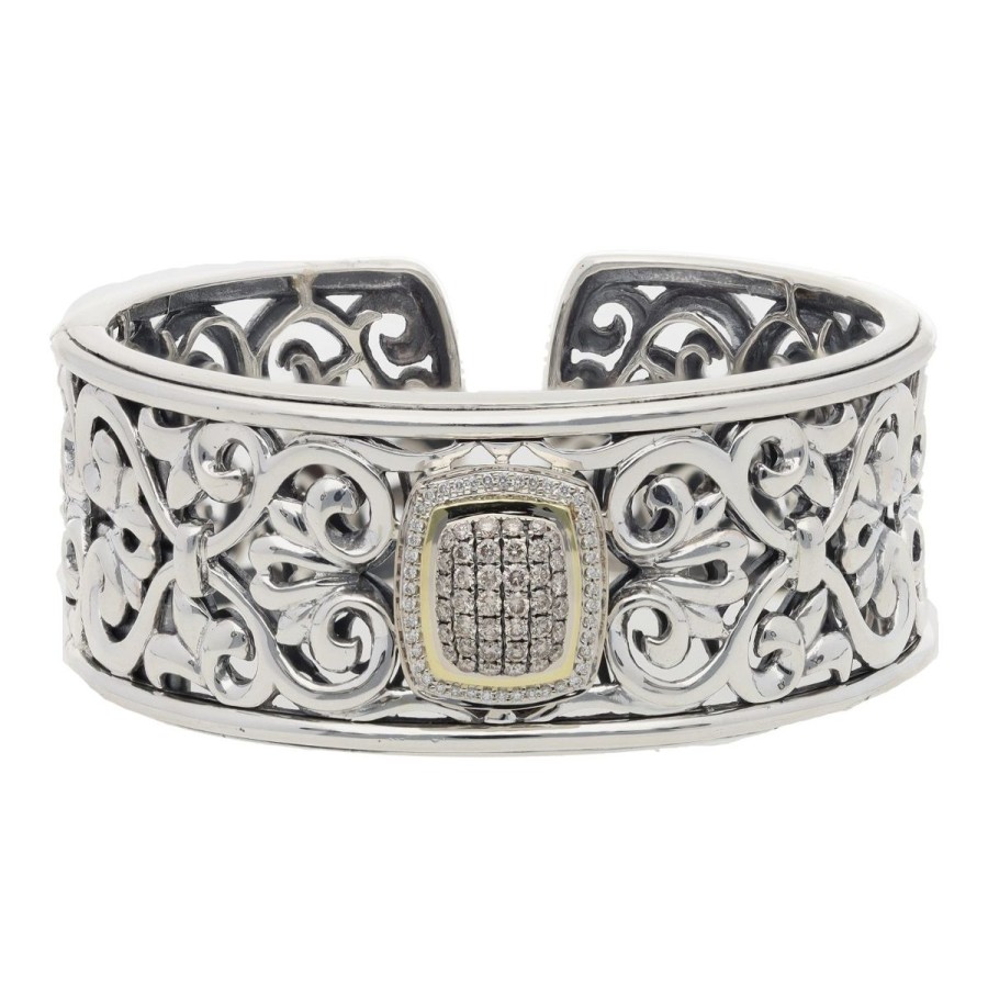 Gem Shopping Charles Krypell Diamond Cuff Bracelet In Sterling Silver|18K | Diamond