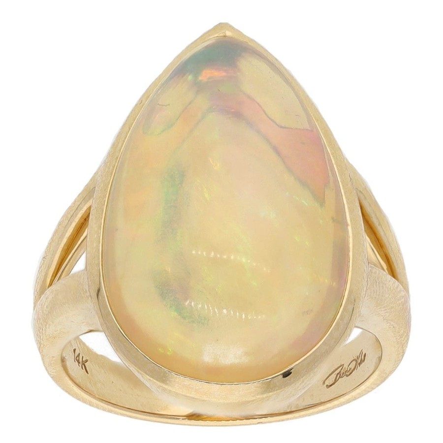 Gem Shopping Pear Opal Ring In 14K Yellow Gold | Opal