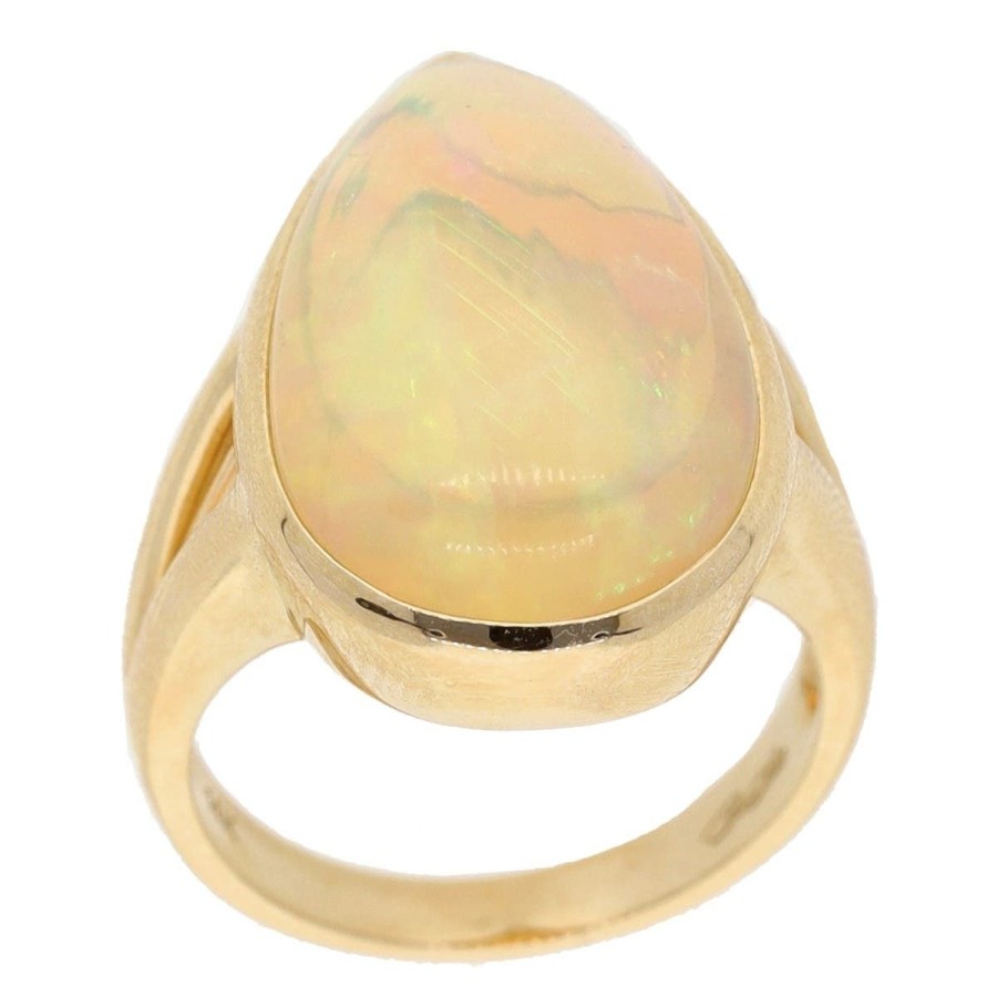 Gem Shopping Pear Opal Ring In 14K Yellow Gold | Opal