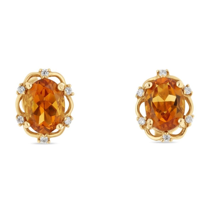 Gem Shopping Cirari Couture Jewels Citrine And Diamond Stud Earrings In 14K Yellow Gold | Citrine