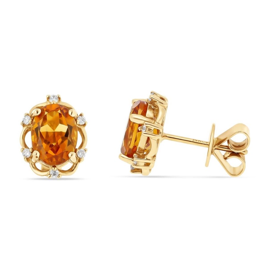 Gem Shopping Cirari Couture Jewels Citrine And Diamond Stud Earrings In 14K Yellow Gold | Citrine