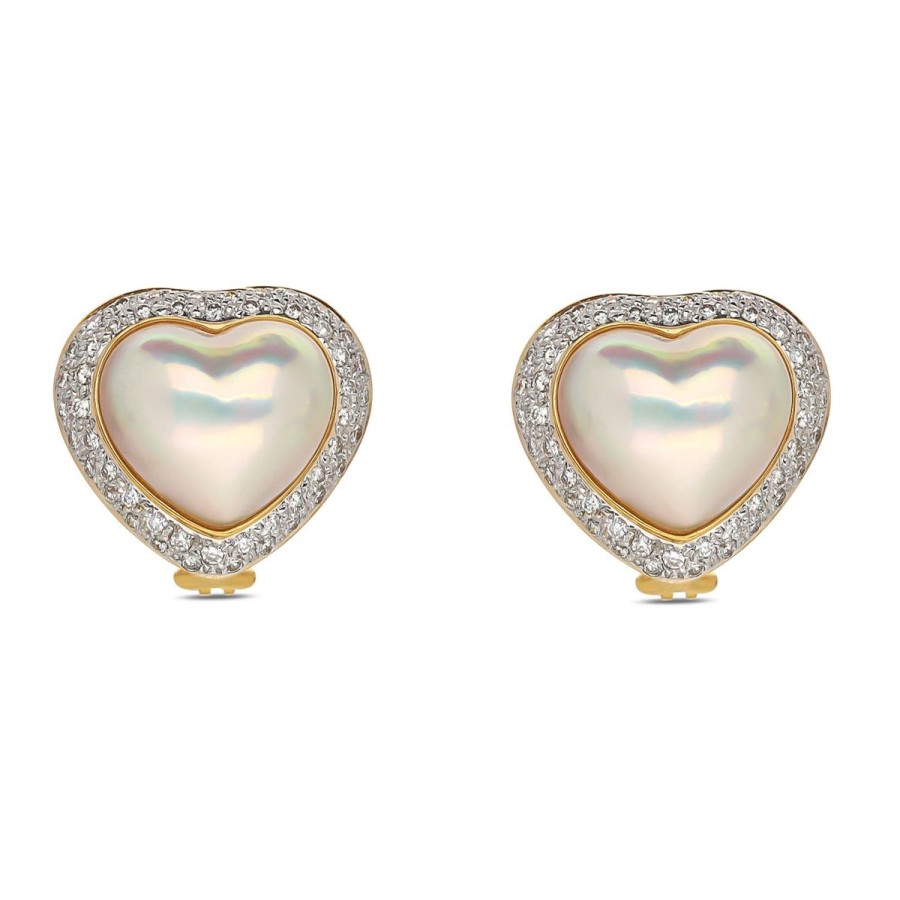 Gem Shopping Cut By Ben Mabe Pearl And Diamond Earrings In 14K | Pearl